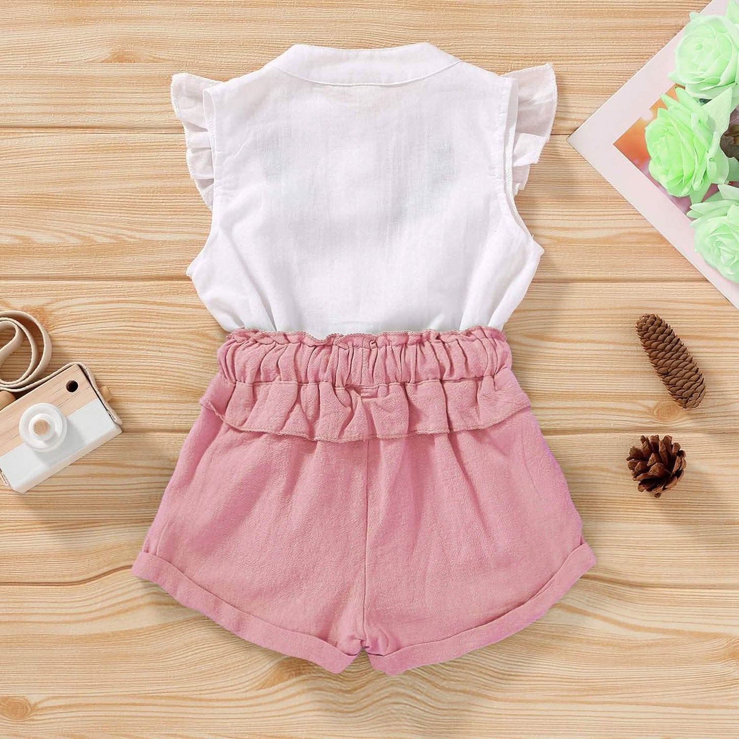 2-Piece: Baby Girls Outfits Clothes T-Shirt Vest Tops + Shorts Pants