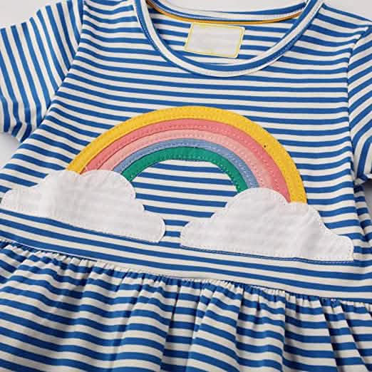 Girl's Cotton Casual Striped Jersey Dress