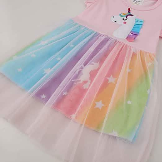 Girl's Cotton Casual Unicorn Dress