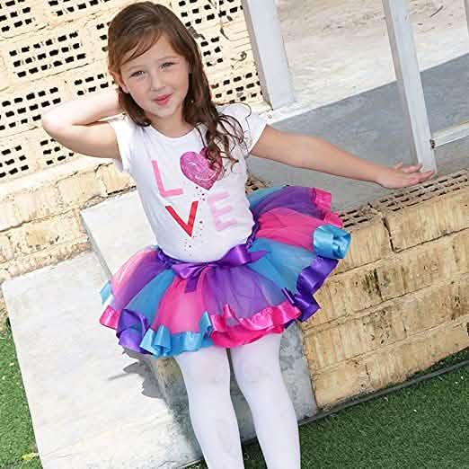 Girl's Layered Ballet Tulle Rainbow Tutu Skirt