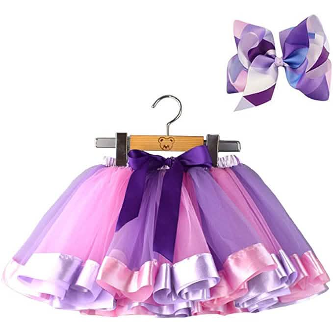 Girl's Layered Ballet Tulle Rainbow Tutu Skirt