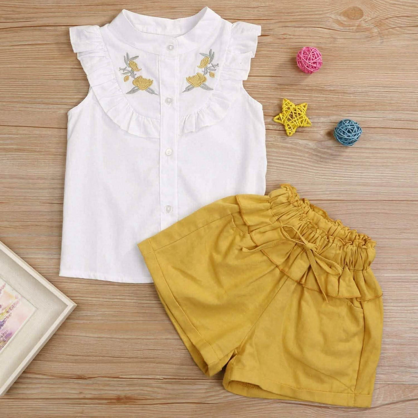 2-Piece: Baby Girls Outfits Clothes T-Shirt Vest Tops + Shorts Pants