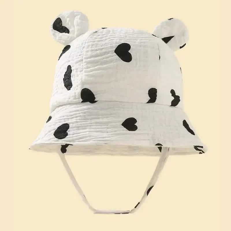 Baby Summer Beach Adjustable Bucket Cute Cotton Hat with Ears