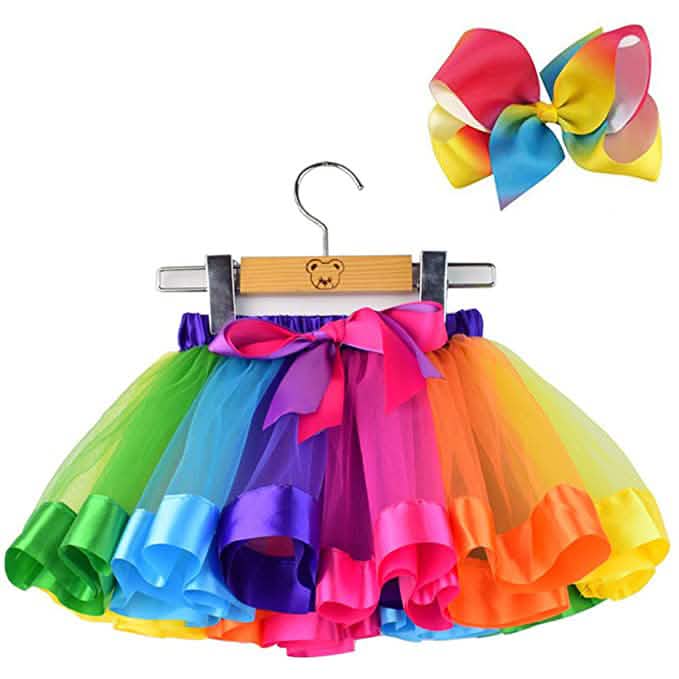 Girl's Layered Ballet Tulle Rainbow Tutu Skirt