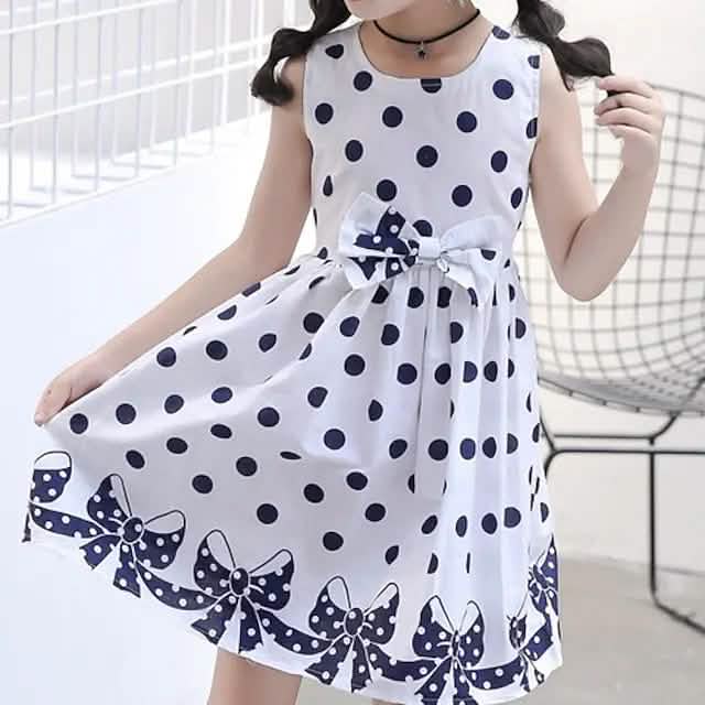 Little Girls' Dress Sundress Polka Dot Casual Lace Trims Print
